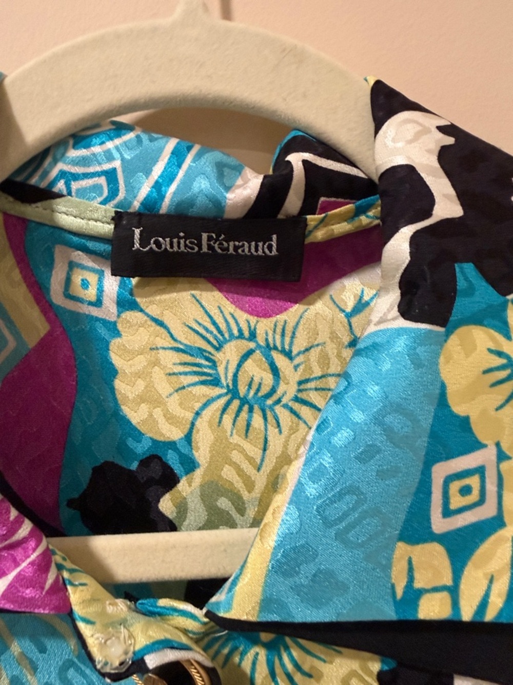 Louis Feraud Multicolor Printed Jean Jacket in Blue, Yellow & Purple - Picture 2 of 5